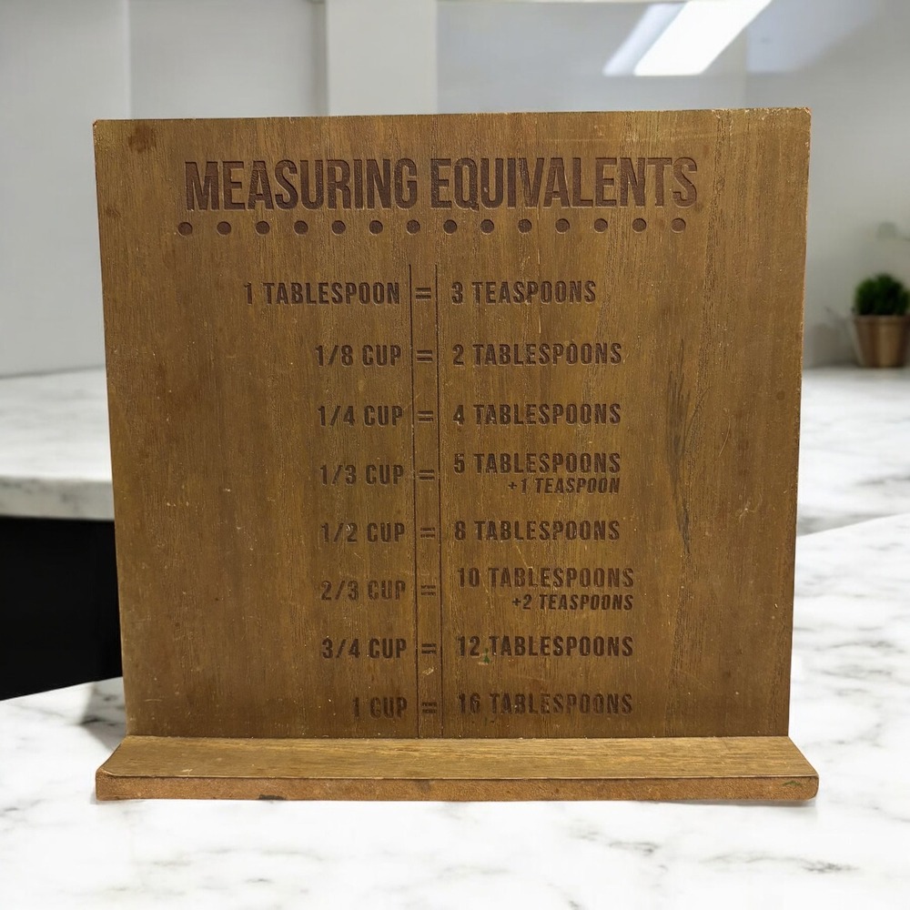 Measuring Equivalents Chart & Book Holder Wooden‎ Kitchen Decor